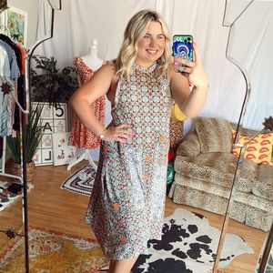 Anthropologie Multicolor Geometric Midi Dress